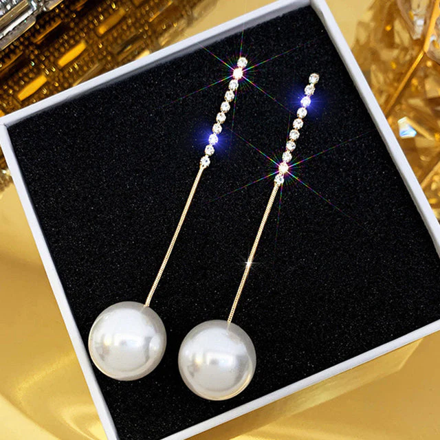 2025 New Korean Style Contracted Heart Pearl Earrings Zircon Geometric Stud Earring - Image 3