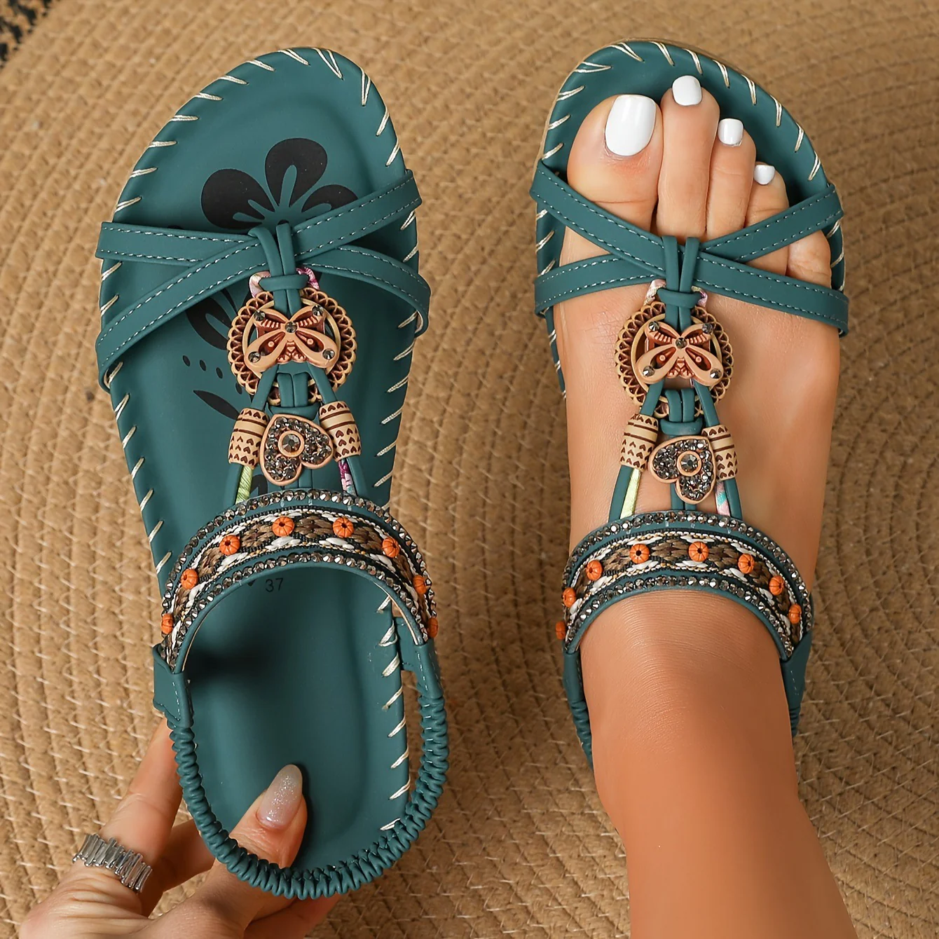 โญ๐ Summer Sale โญ Women's Fashion Bohemian Open-Toe Rhinestone Sandals - Image 3