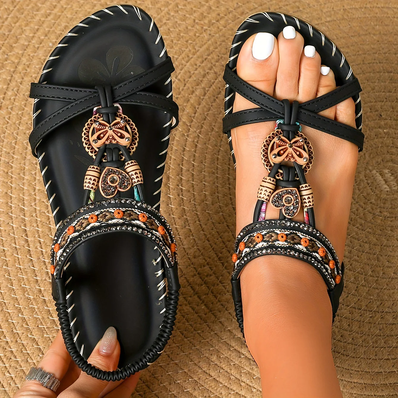 โญ๐ Summer Sale โญ Women's Fashion Bohemian Open-Toe Rhinestone Sandals - Image 4