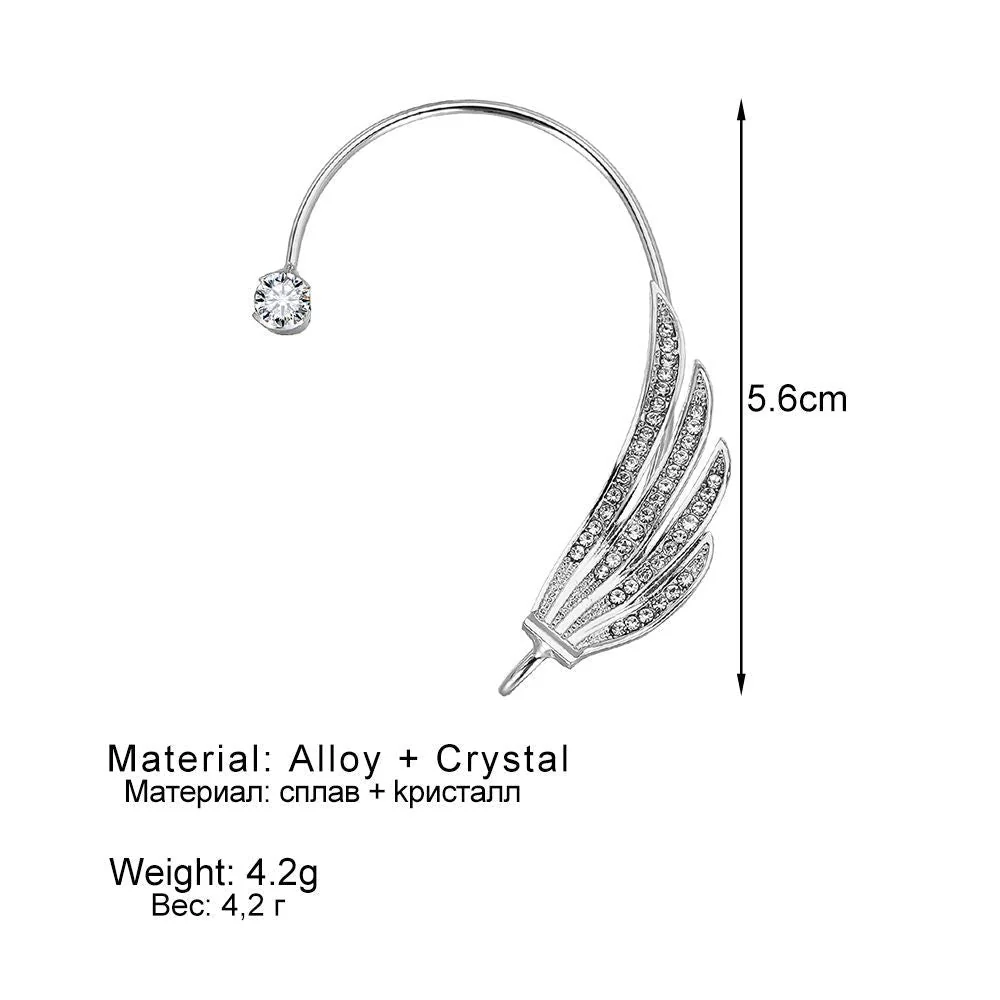 Glittering Diamond Swan Wings Non-Pierced Ear Clip Earrings – Elegant Clip-On Jewelry - Image 4
