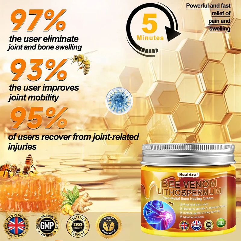 Official Only Store🇬🇧Healrize®🔥 BEE VENOM LITHOSPERMUM Pain-Relief Bone Healing Cream 👑👑(Specially for older adults) - Image 10