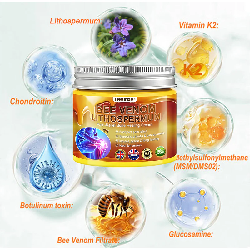 Official Only Store🇬🇧Healrize®🔥 BEE VENOM LITHOSPERMUM Pain-Relief Bone Healing Cream 👑👑(Specially for older adults) - Image 11